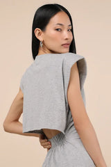 Feelin' Confident Heather Grey Cutout Mini Shirt Dress