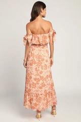 Love and Blooms Blush Floral Print Off-the-Shoulder Dress