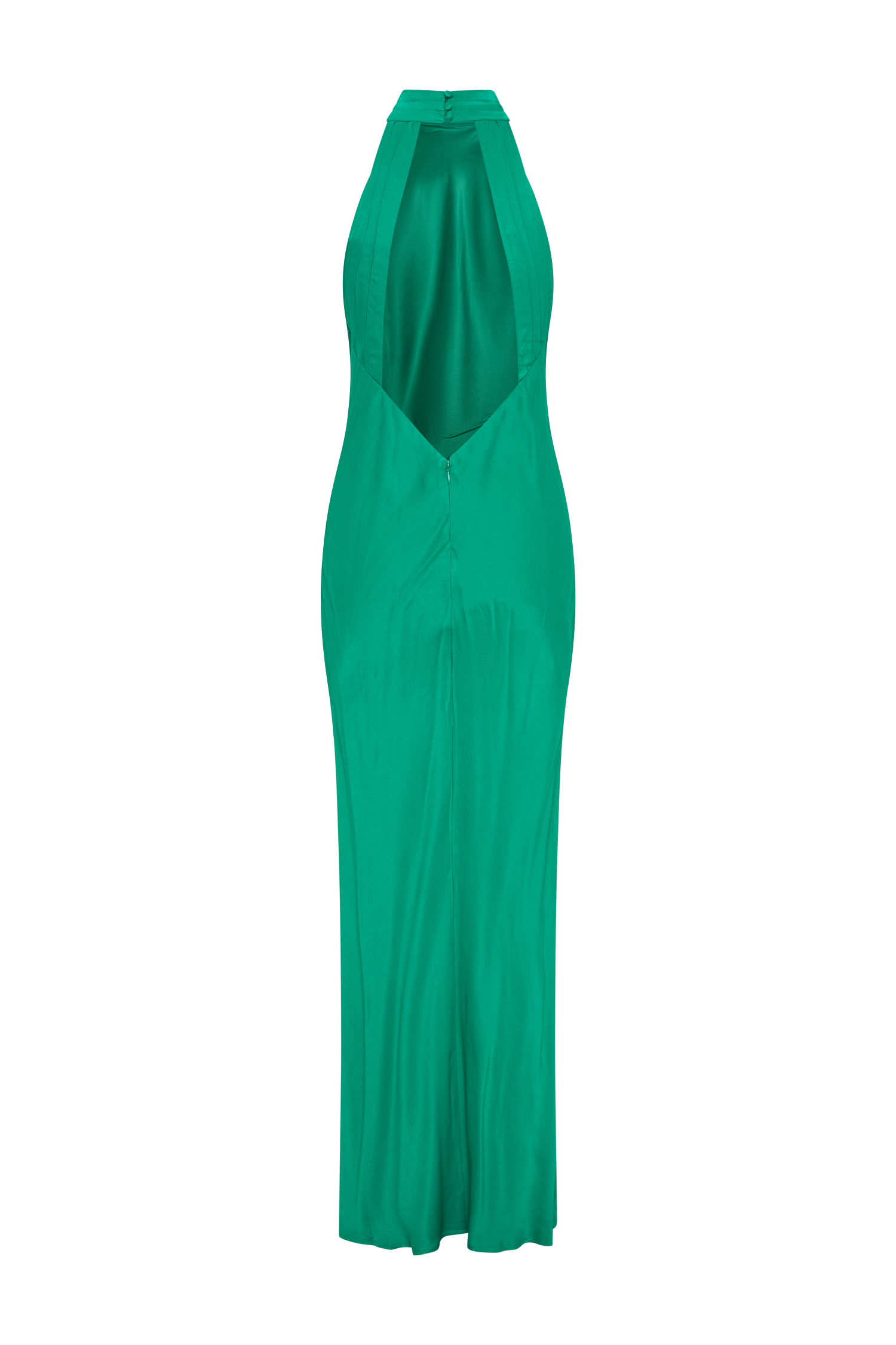 Claire Satin Drape Back Maxi Dress with Split - Green